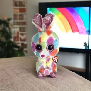 Ty Beanie Plush Rabbit Glitter Spot Easter Gift Party Holiday Pink Top New